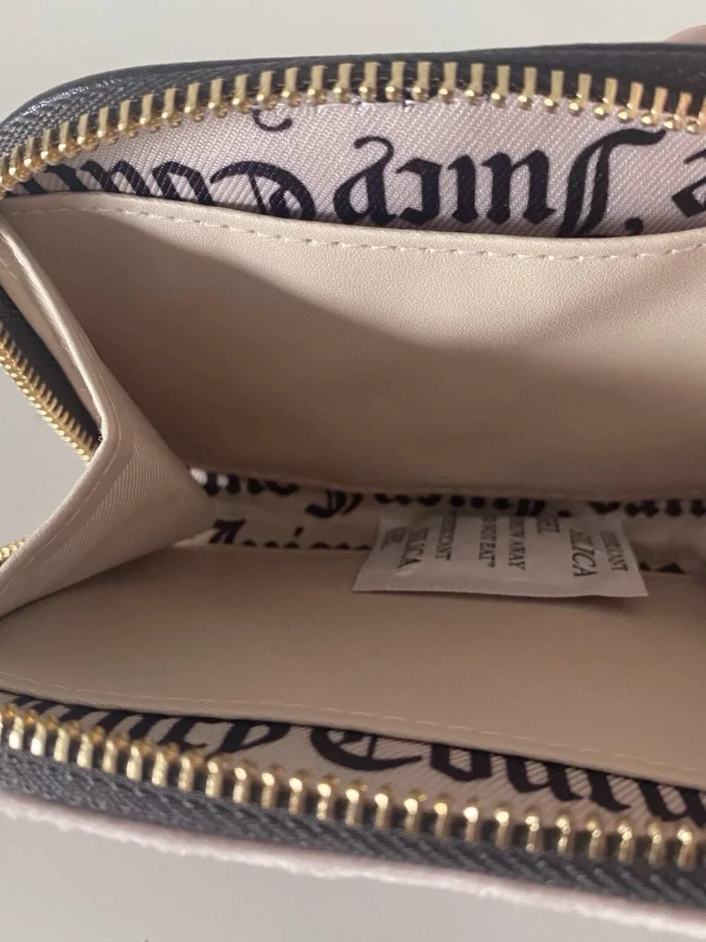 Juicy Couture Couture University Mini Compact Wallet Embroidered Dusty Blush NEW